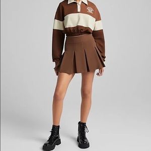 NWT Bershka chocolate brown pleated mini skirt women’s size small